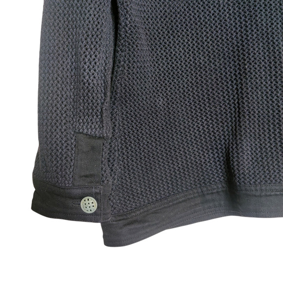 D Damask Women's Medium Cotton Woven Basket Knit Navy Blue Cardigan Sweater - Picture 6 of 9